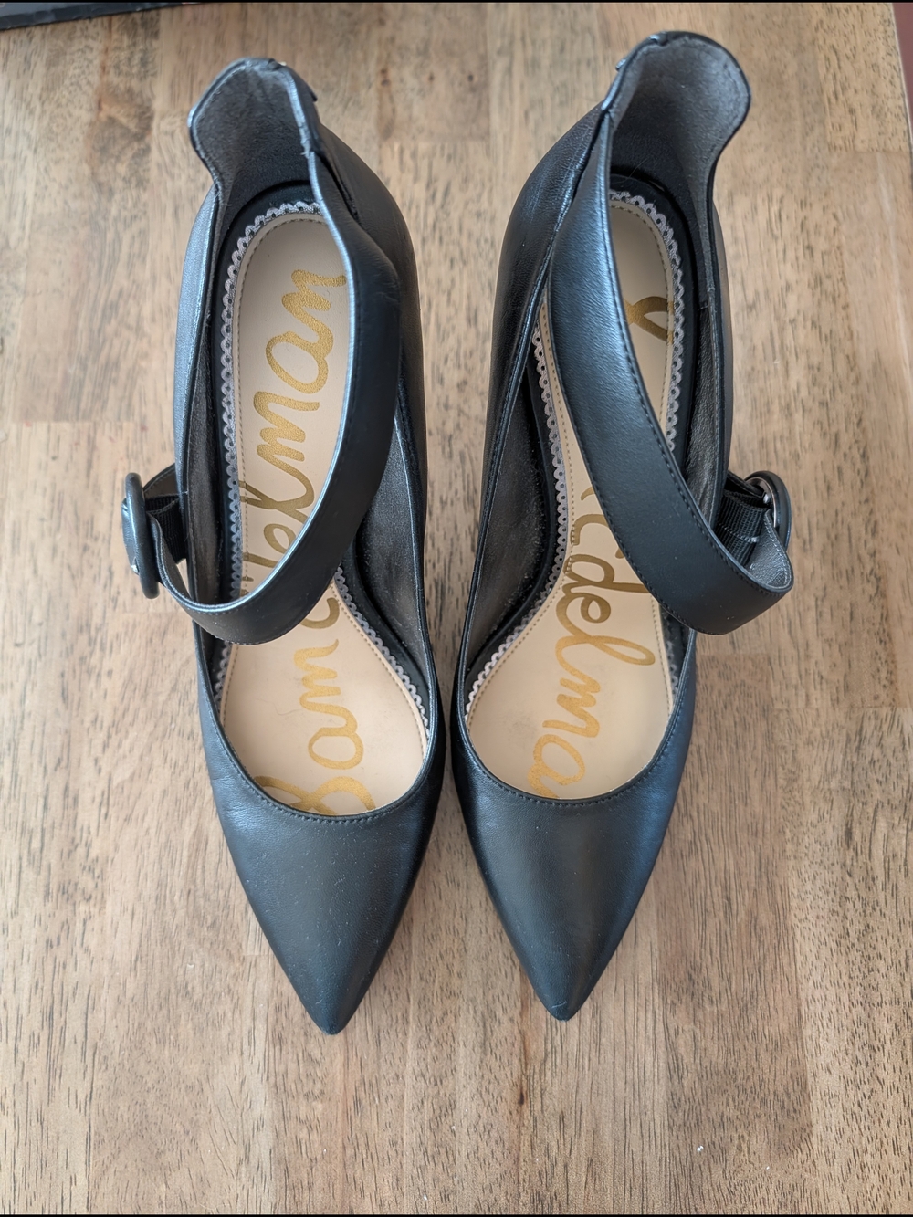 Sam Edelman Black Pointed-Toe Mary Jane Pumps